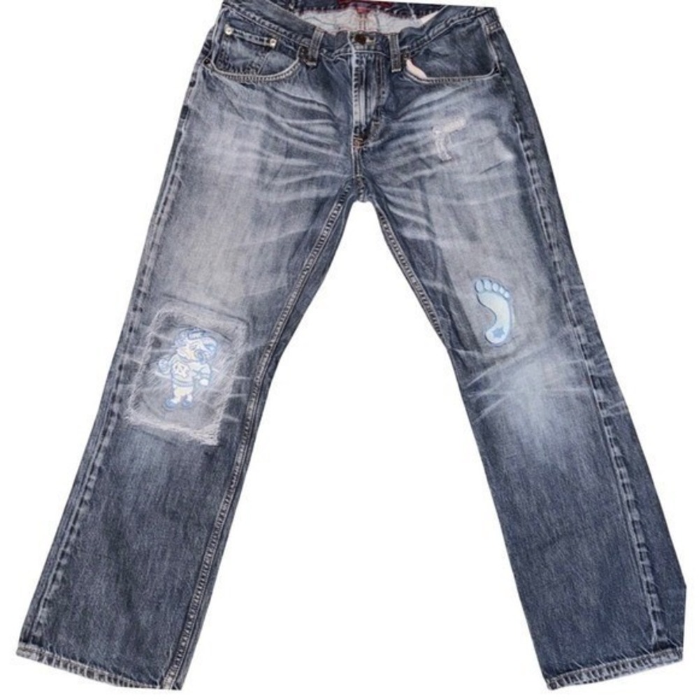 Banana Republic Jeans Men's 35x30 UNC Tar Heels Distressed Patch Denim Gameday